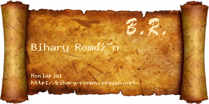 Bihary Román névjegykártya